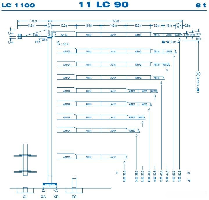 Башенный кран 11LC90 6t